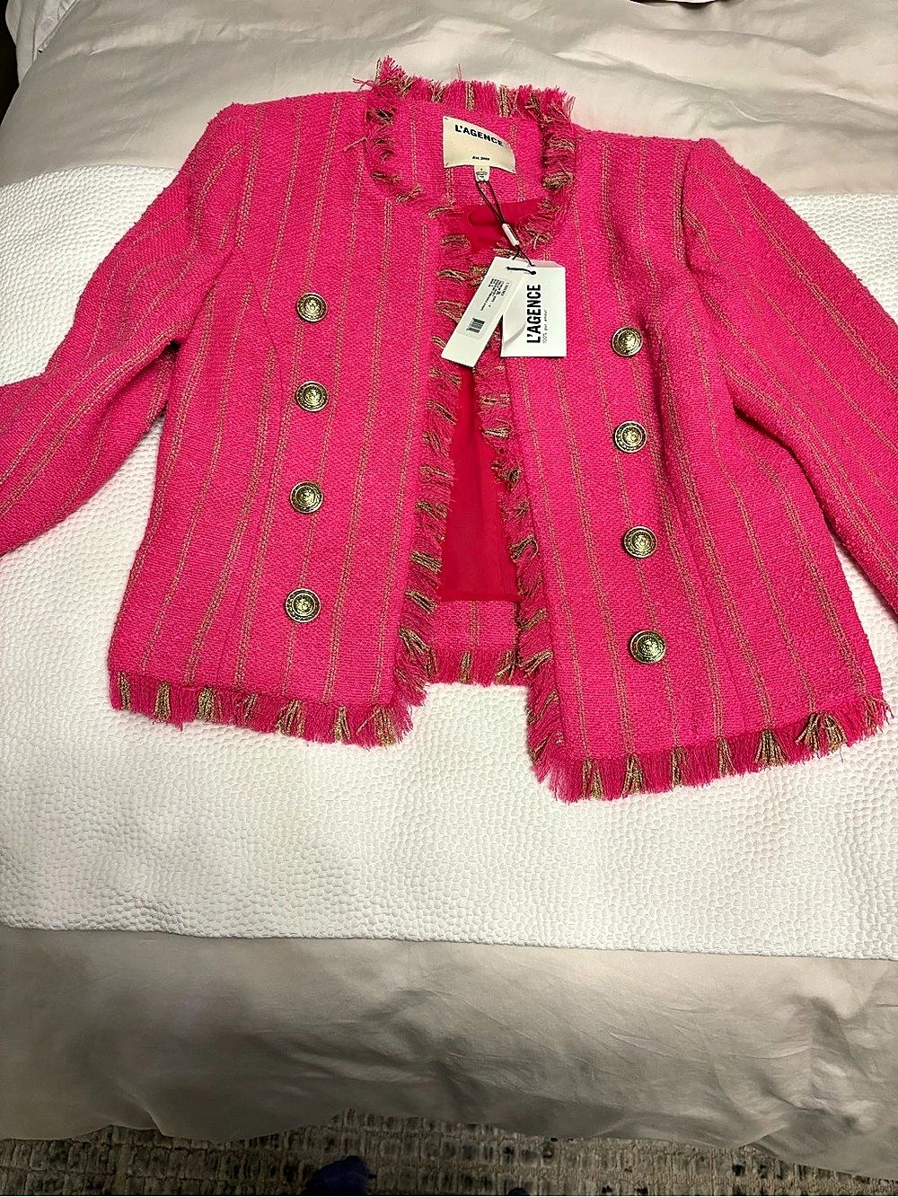L’AGENCE Pink Striped Fringe Jacket NWT